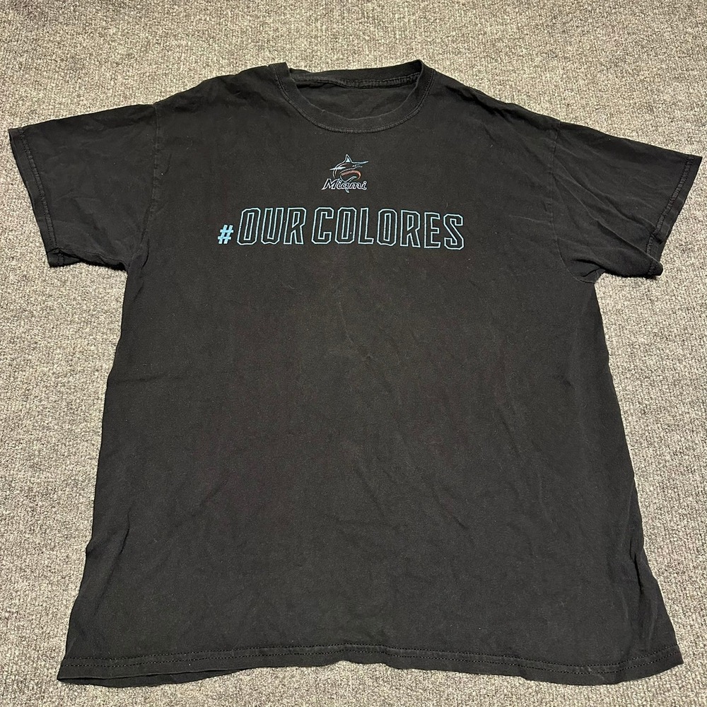 Miami Marlins Our Colores Black Graphic T-Shirt Mens Large MLB Baseball Tee